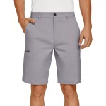 PULI Men\'s Golf Shorts 10 Inseam Flat Front Casual Quick Dry Stretch Lightweight Chino Shorts with Pockets Light Grey 34