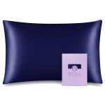 OLESILK 100% Mulberry Silk Toddler Pillowcase for Hair and Skin, Both Sides 19 Momme Pure Natural Silk Travel Pillow Cases with Hidden Zipper, 13x 18, Navy