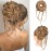 HOOJIH Messy Bun Hair Piece - Super Long Tousled Updo Extensions, Wavy Wrap Ponytail With Elastic Band for Women Girls - Ash Brown