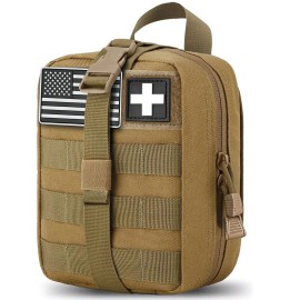 first aid kit bag empty Molle ifak pouch emt tactical medical pouch med rip away belt pouch small rescue tool pouches (TAN)