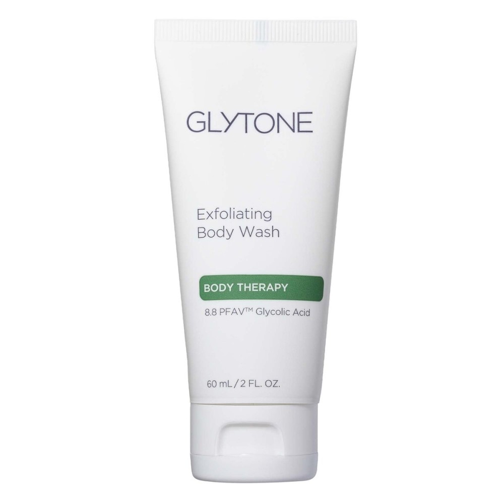 GLYTONE Glycolic Acid Body Wash - Exfoliating & Moisturizing Body Wash for Dry Skin, Reduce Keratosis Pilaris - Fragrance-Free Exfoliator with Glycolic Acid for Rough & Bumpy Skin, 2 Fl Oz