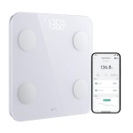 Wyze Scale S, Scale for Body Weight, Digital Bathroom Scale for Body Fat, BMI, Muscle, Heart Rate, Body Composition Analyzer with App, Batteries Included, Bluetooth, 400 lb, White