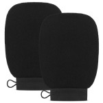 Valitic Exfoliating Glove Body Scrubber - Exfoliating Mitt Dead Skin Remover, Shower Face and Body Exfoliator - Korean Style Skin Scrubber Washcloth - Spray and Self Tan Remover, Pair Black