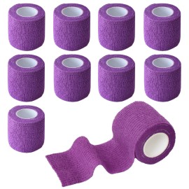 Gondiane 9 Pack 2 x 5 Yards Self Adhesive Bandage Wrap Self Stick Wrap for Ankle, Wrist, Finger, Sports, Breathable Cohesive Vet Tape for Pets (Purple)