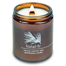 Hemlock Park Crackling Wood Wick Candle Handcrafted with Natural Coconut Wax (Standard 8 oz, Foxtail Fir)