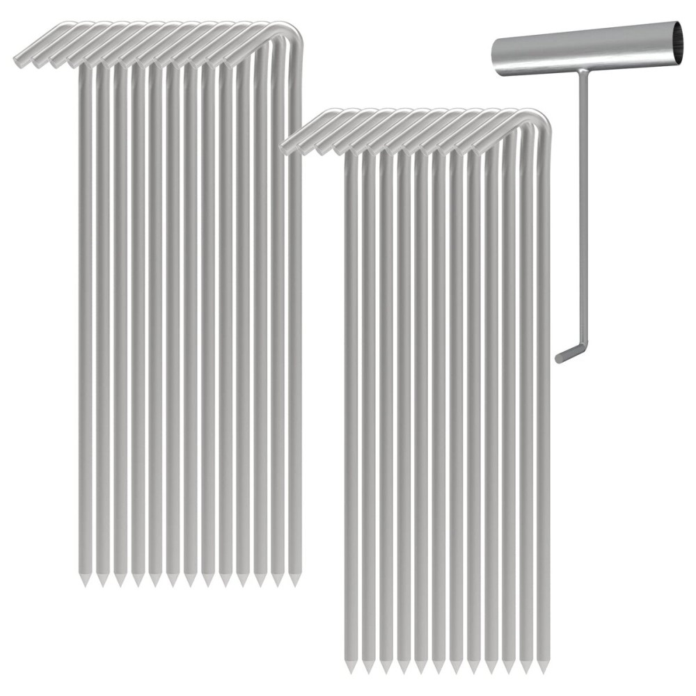 OK5STAR Metal Tent Stakes Heavy Duty 9 Inch with Puller Tool, 25 Pack Anti-Rust Galvanized Steel Ground Anchors Camping Tarp Stakes for Inflatables Outdoor Decorations