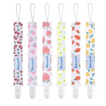 Smlpuame Pacifier Clip Girl,6 Pack Stylish Binky Clips Strap for Baby Girls,Paci Holder with Clip Lightweight Universal Fits Most Pacifiers Teether Toy Teething Ring Soothie,Baby Gift(Flower & Fruit)
