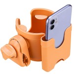 Suranew Adjustable Stroller Cup Holder with Phone Holder for Baby Stroller for Family Members (Orange)