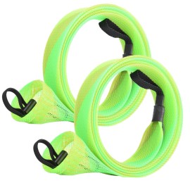 SF Standard Spinning Rod Sock & Cover - Braided Mesh Protector - Gloves & Tools - Green-Gold-2PCS - Fit 6.5FT to 7.5FT Spinning Rods