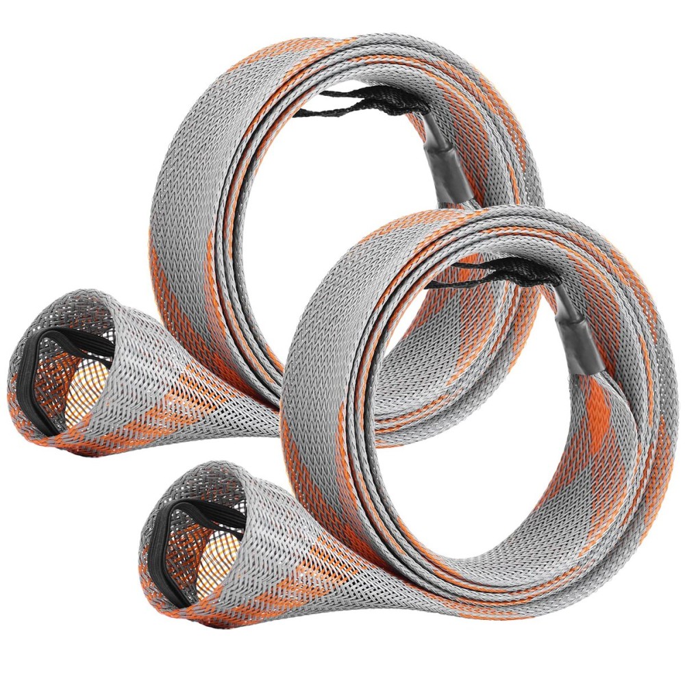 SF Standard Spinning Rod Sock Fishing Rod Sleeve Rod Cover Braided Mesh Rod Protector Pole Gloves Fishing Tools for Spinning Fishing Rod Gray-Orange-2PCS Fit Spinning Rod 6-1/2FT to 7-1/2FT