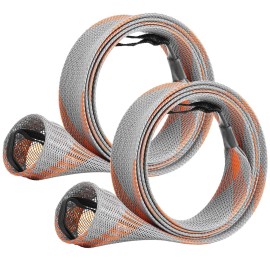 SF Standard Spinning Rod Sock Fishing Rod Sleeve Rod Cover Braided Mesh Rod Protector Pole Gloves Fishing Tools for Spinning Fishing Rod Gray-Orange-2PCS Fit Spinning Rod 6-1/2FT to 7-1/2FT