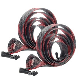 SF XXL Fishing Casting Rod Socks Braided Mesh Rod Sleeve Cover Protector Pole Gloves Black-Red-2PCS Fit Baitcast as Musky Rod or Fly Rod