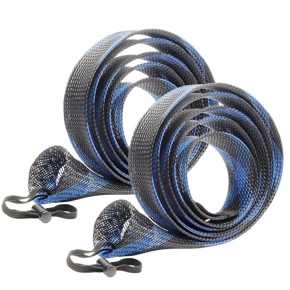 SF Fishing Casting Rod Socks Braided Mesh Rod Sleeve Cover Protector Pole Gloves Blue-Black-2PCS Fit Baitcast as Musky Rod or Fly Rod