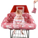 Pozico Baby Shopping Cart Cover for Baby Girl or Boy, Machine Washable/Portable with Carry Bag-Pink White Elephant