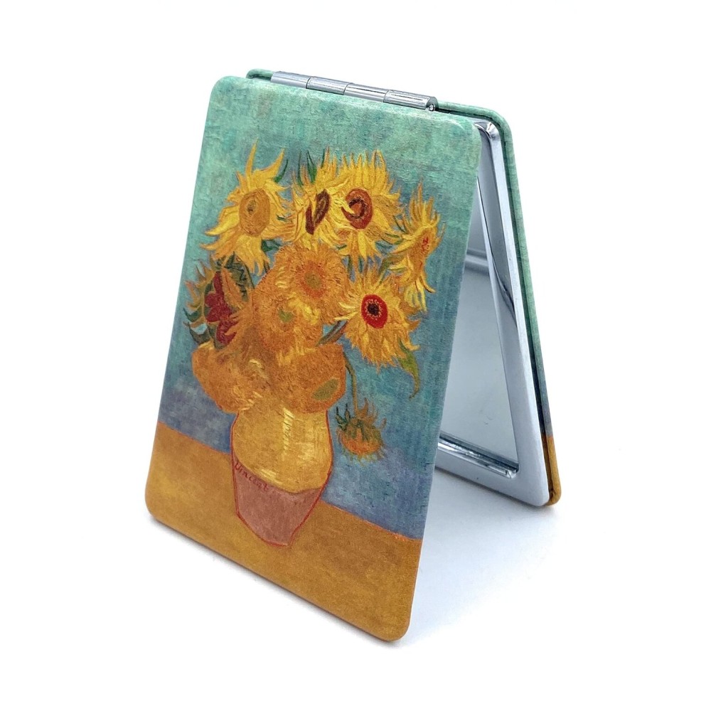 Aeisage Square Compact Mirror Rectangular Purse Mirror Small Cosmetic Mirror for Purses Handheld Mirror Van Gogh Sunflowers Gifts, Diameter 2.75\'\'x0.4\'\' Thickness