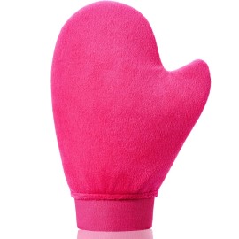 Self Tanner Mitt Applicator - US Patent Self Tanning Mitt with Elastic Cuff in Pink Color. Velvet Soft Texture for Streak-Free Full Body Application, Perfect for Beach Vacation, Back,Legs