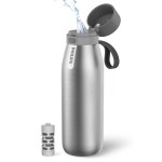 PHILIPS Water Bottle with Filter, Filter Water Bottle Stainless Steel with GoZero Everyday BPA-Free Tap Water Filter, Water Filter Bottle Keep Drink Cold 24 Hours, 1 Filter for 40 gal / 2 Months