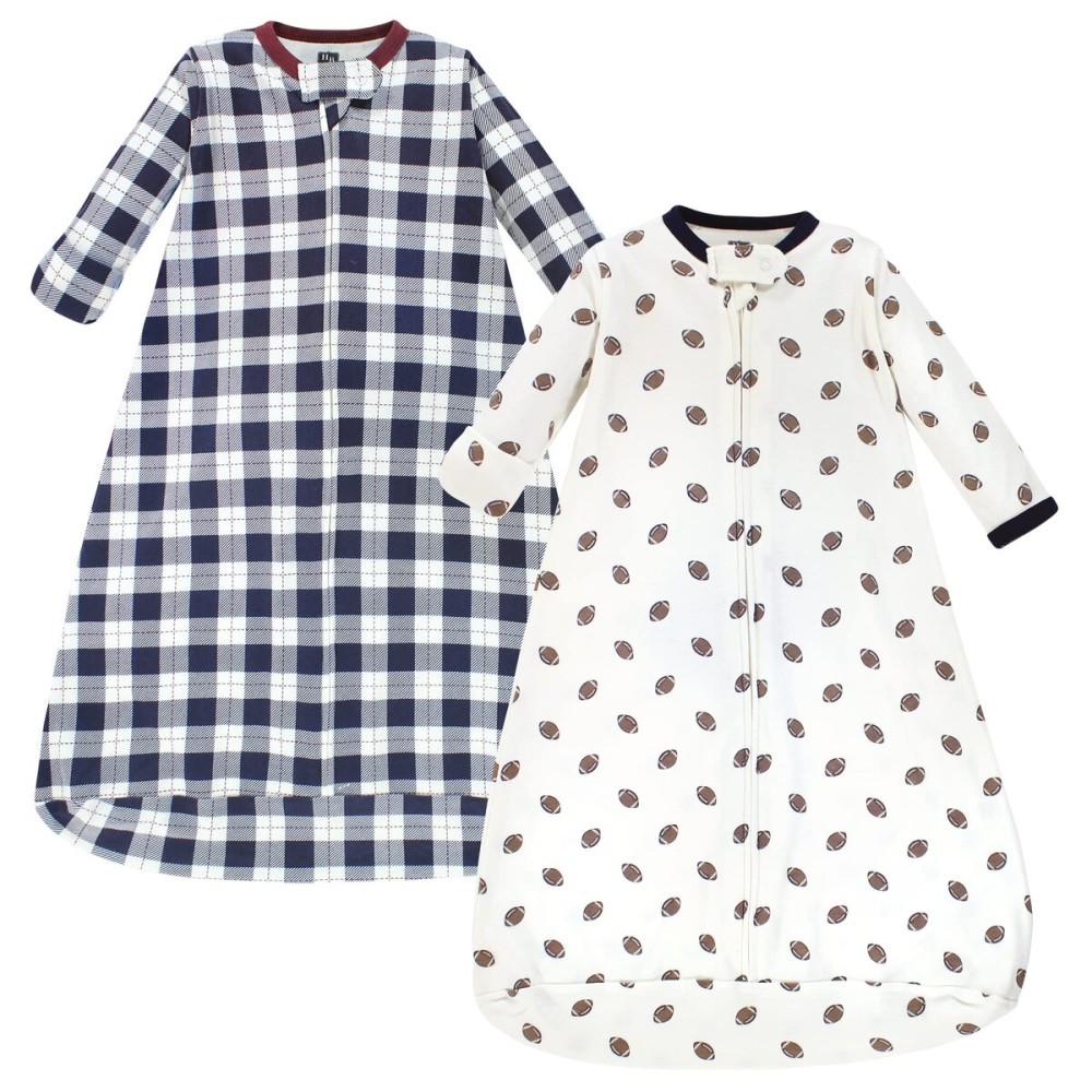 Hudson Baby Unisex Baby Cotton Long-Sleeve Wearable Sleeping Bag, Sack, Blanket, Football, 3-9 Months