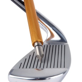 Bulex Golf Club Groove Sharpener, Re-Grooving Tool and Cleaner for Wedges & Irons - Generate Optimal Backspin - Suitable for U & V-Grooves, Gold
