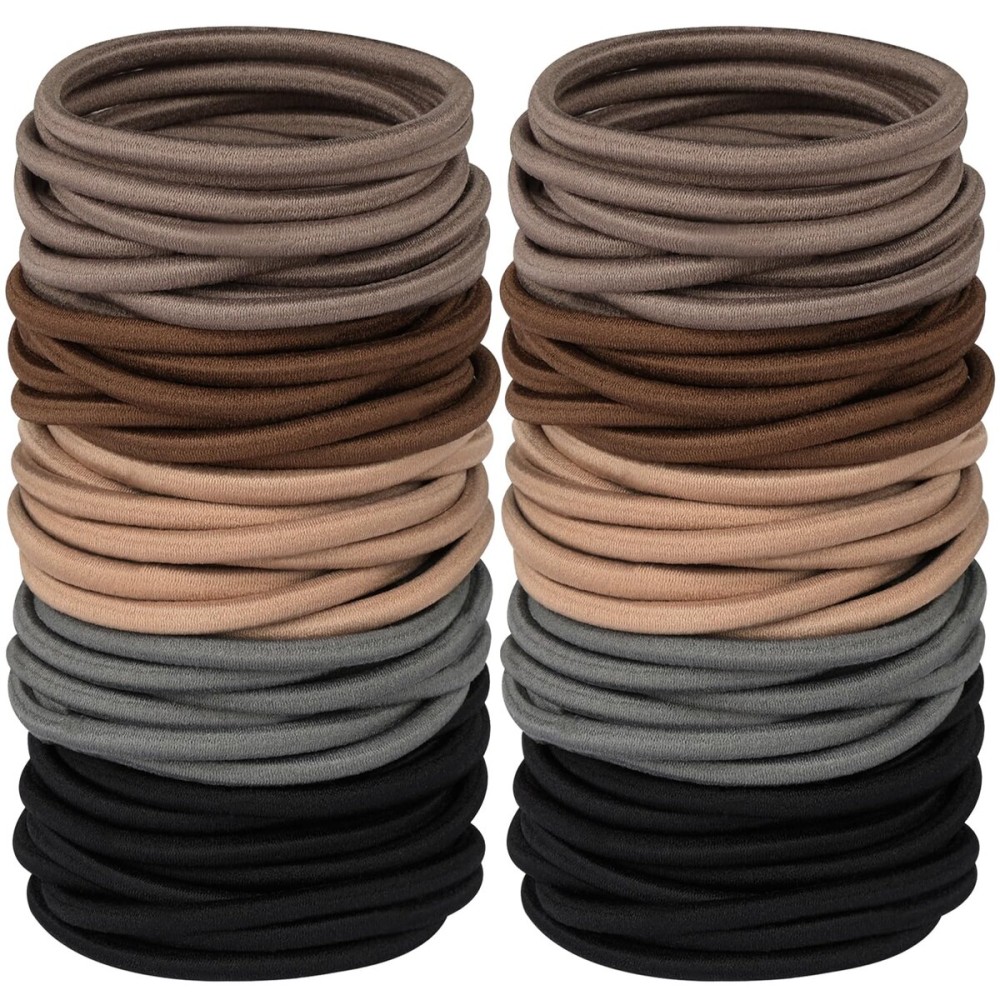 Hageolan Multy-Colored Hair Ties, 120 PCS Large Elastic Bands, No Damage Ponytail Holders for Thick Hair, Women, Men and Girls