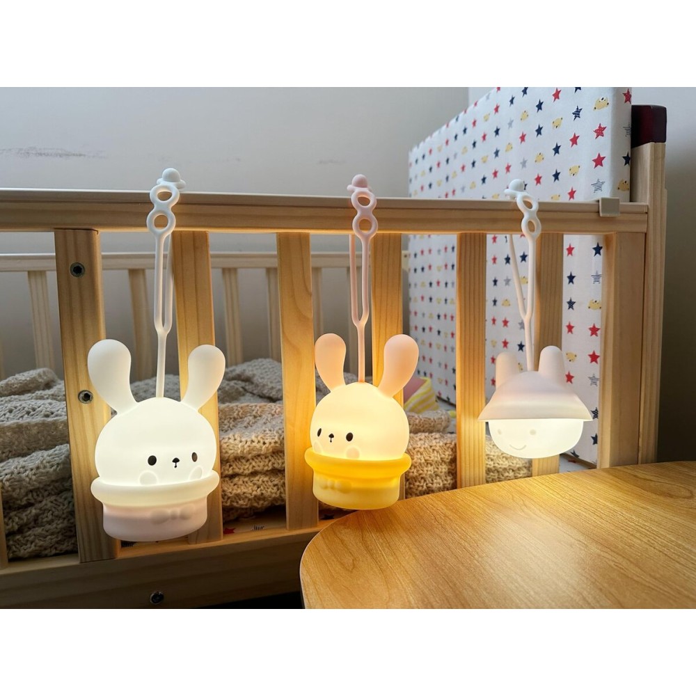Night Light for Baby Cribs - Nightlight With Timing & Dimming Function 9 Colors Changing Eye Caring Portable Hanging Rechargeable Led Light Up Toddler Bed Room Travel Essentials Soft Silicone BPA Free