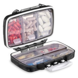 Fullicon Portable Pill Organizer Weekly, Small Travel Pill Case with 7 Compartment, Moistureproof and Airtight Pill Box, Travel Pill Holder for Vitamins/Fish Oils/Supplements