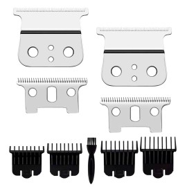 2 Pcs Replacement Blades Compatible with Andis 04710 and Andis 04521 hair Trimmer Compatible with Andis T Outliner & GTX Trimmer(sliver steel T blade + sliver steel blade)