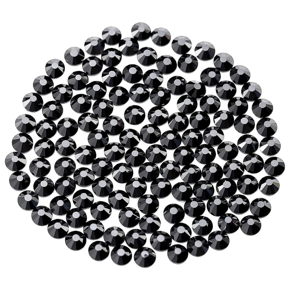 Novani Black Rhinestones, Flatback Crystal Loose Gemstones 1440pcs Glass Rhinestones for Clothes Shoes Crafts Makeup Nail Art and DIY Decorations(SS16, 4mm)