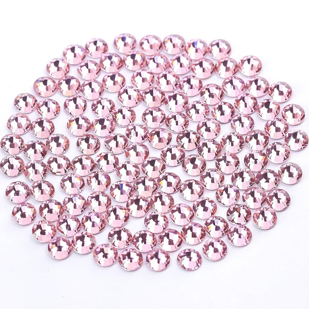 Novani Crystal Rhinestones, Flatback Loose Gemstones 1440pcs Glass Rhinestones for Clothes Shoes Crafts Makeup Nail Art and DIY Decorations(SS6, Pink)