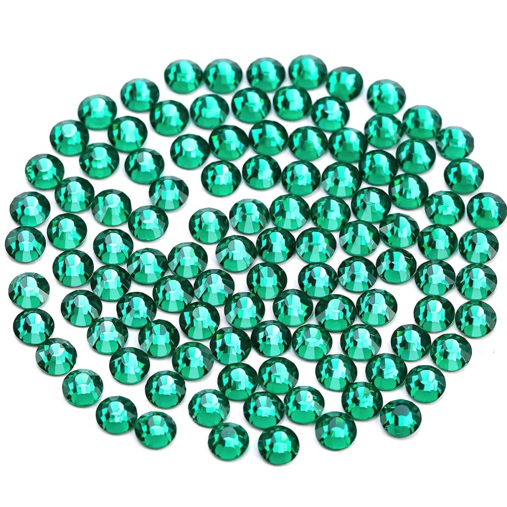 Novani Crystal Rhinestones, Flatback Loose Gemstones 1440pcs Glass Rhinestones for Clothes Shoes Crafts Makeup Nail Art and DIY Decorations(SS16, Green Zircon)