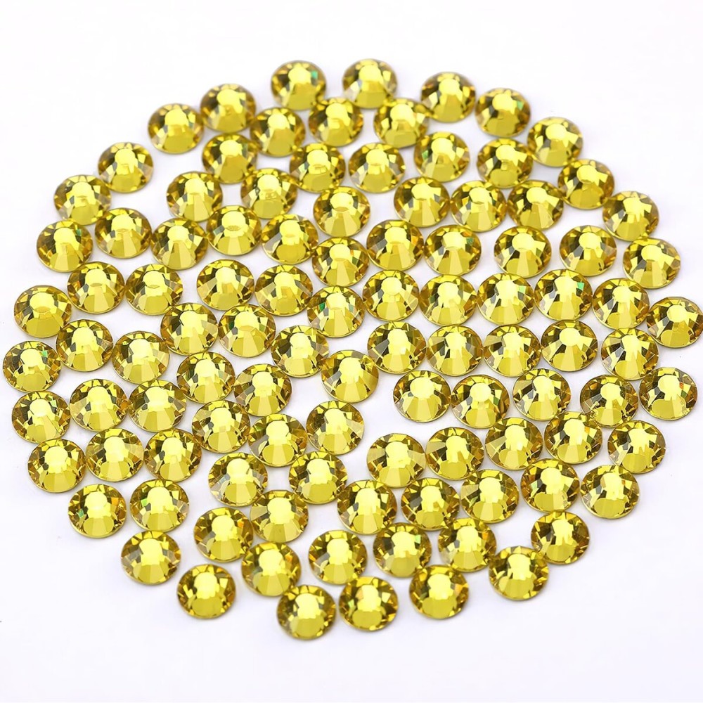Novani Lemon Yellow Rhinestones, Flatback Crystal Loose Gemstones 1440pcs Glass Rhinestones for Clothes Shoes Crafts Makeup Nail Art and DIY Decorations(SS16, Citrine)