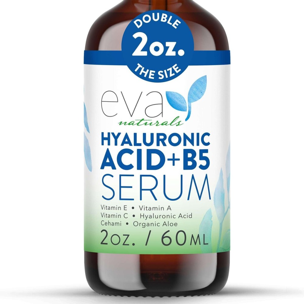 Eva Naturals Hyaluronic Acid + B5 Serum for Face - Ultra Hydrating Vitamin C & B5 Facial Serum for Deep Moisturizing, Wrinkle & Dark Spot Treatment, Skin Firming & Renewal
