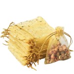 SUMAJU 100 Pieces Moon Star Organza Jewelry Candy Bags,Sheer Gold Organza Favor Bags Gift Pouch with Drawstring for Wedding Christmas Party Favors 7x9cm/2.7x3.5inch