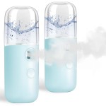 GIVERARE 2 Pack Nano Facial Steamer, Handy Mini Mister, USB Rechargeable Mist Sprayer, 30ml Visual Water Tank Moisturizing&Hydrating for Face, Skin Care, Eyelash Extensions-Blue