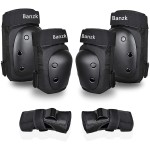 Adult/Kids Knee Pads Elbow Pads Wrist Guards Set for 3-8 Years, Child Protective Gear Set for Roller Skates, Cycling, BMX Bike, Skateboard, Inline Skating, Scooter Riding Sports Black S
