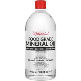 Materialix Food Grade Mineral Oil - 33.8 fl oz - for Wood, Bamboo, Stainless - Butcher Block Oil - Cutting Board Oil and Conditioner, Wood Oil, Knife Oil, Mineral Oil Food Grade