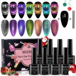 MIZHSE 2 In 1 9D Cat Eye Gel Nail Polish Kit, Upgraded Magnetic Gel Polish Set with Magnet, Shiny Chameleon Magic Galaxy Effect Soak Off Gel Nail Art Gift for Women