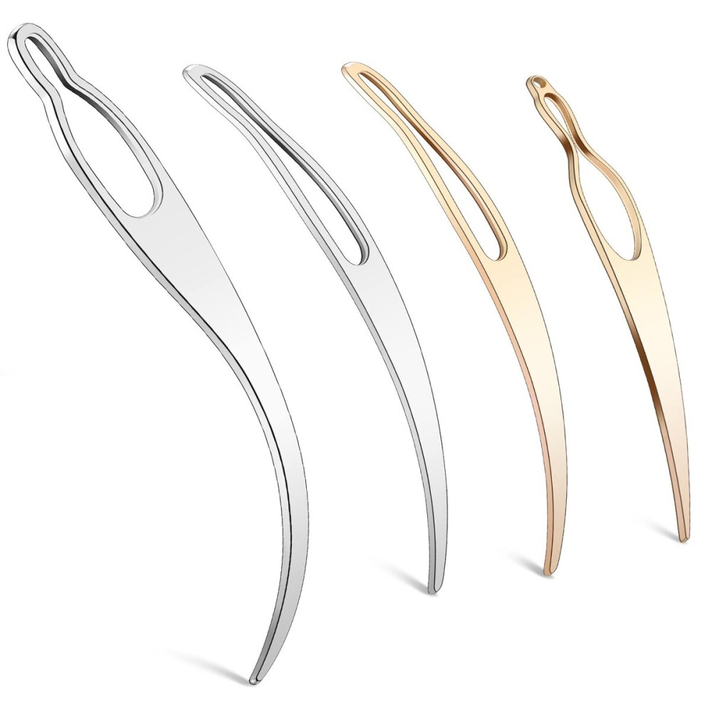 4 Pieces Sisterlock Retighten Tool, Dreadlock Tool for Hair, Dreadlock Crochet Needle, Loc Crochet Needle for Hair Extensions Styling Loc Maintenance(Gold, Silver)
