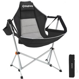 KingCamp Hammock Camping Chair, Swinging Portable Folding Camp Chairs for Adults 400lbs Heavy Duty Foldable Oversized Rocker with Aluminum Alloy Frame Cup Holder Pillow for Outdoor Beach Patio Sport