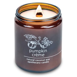 Hemlock Park Crackling Wood Wick Candle Handcrafted with Natural Coconut Wax (Standard 8 oz, Pumpkin Crme)