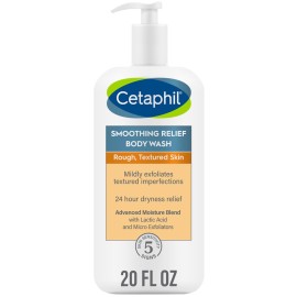 Cetaphil Body Wash, Smoothing Relief Exfoliating Body Wash, Mildly Exfoliates To Smooth Rough, Textured Skin, 24 Hour Dryness Relief, For Sensitive Skin, 20 oz