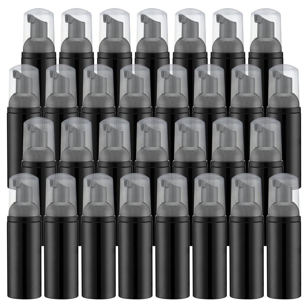 2oz Foam Pump Bottle (30PCS) Empty Travel Foaming Dispenser for Hand Soap, Lash Cleanser, Shampoo (60ml, Black