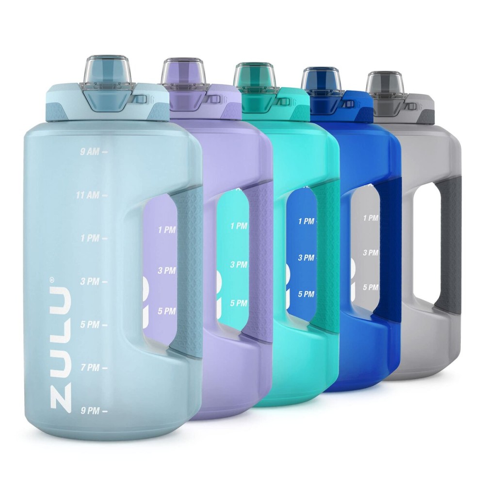 Zulu Goals Half Gallon Jug with Time Marker & Handle for All Day Hydration & Silicone Straw with Locking, Leak-Proof Lid, BPA Free, 64oz
