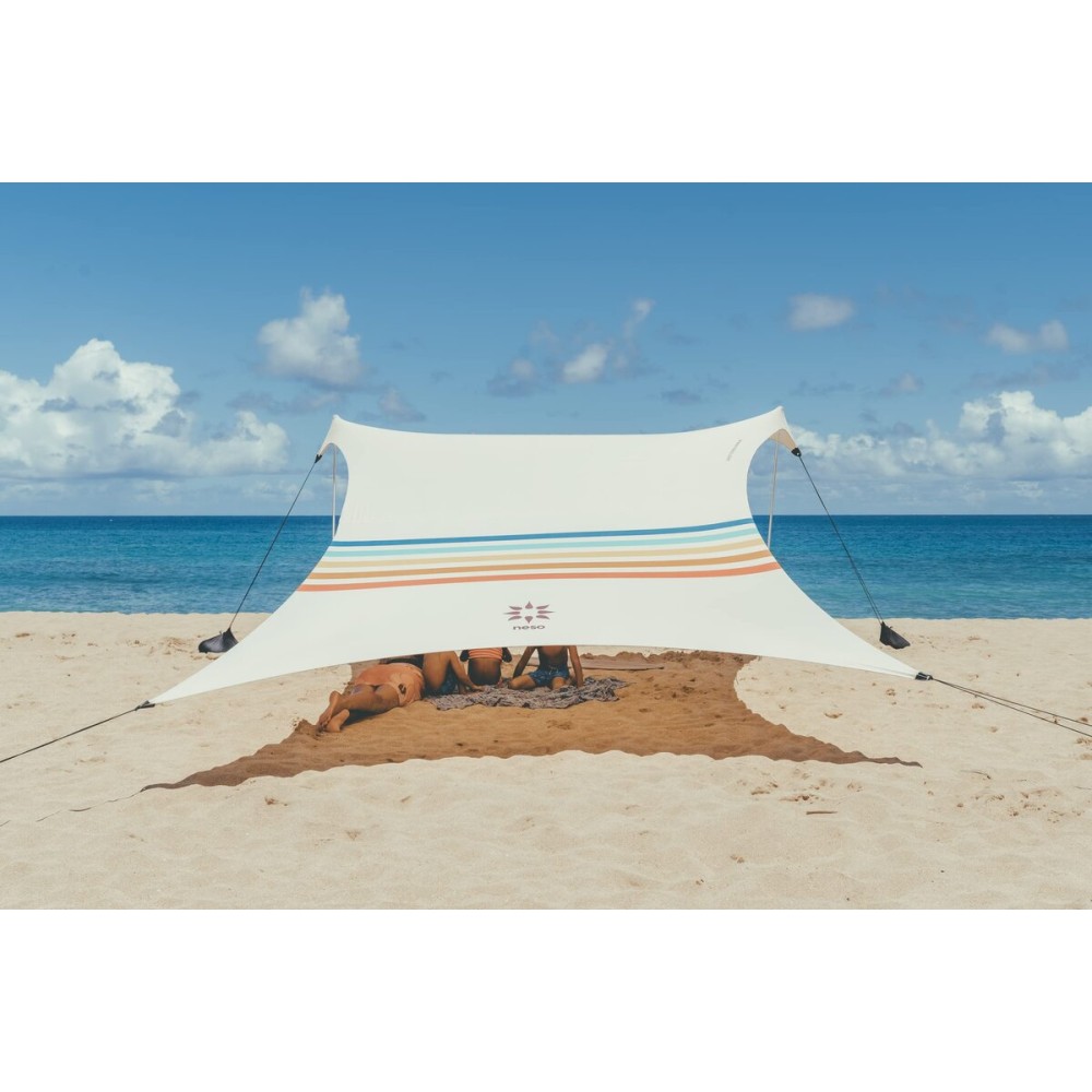 Neso Grande Portable Beach Tent Sun Shelter - Lightweight Beach Shade Canopy - Easy Setup for Family Outings - Patented Reinforced Corners - UPF 50+ Sun Protection - 7ft Tall, 9 x 9ft - Rainbow