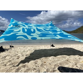 Neso Portable Beach Tent Sun Shelter with Sand Anchor - Lightweight Beach Shade Canopy - Easy Setup for Family Outings - Patented Reinforced Corners - UPF 50+ Sun Protection - 7 x 7ft - Coastal Birds