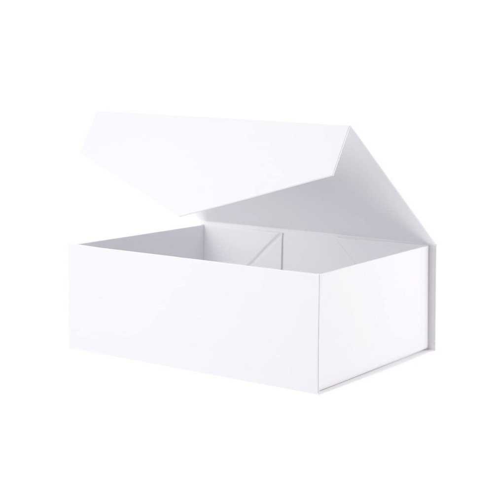 BLK&WH Collapsible Gift Box with Magnetic Lid, 10.5x7.7x3.8 Inches, White, Bridesmaid Proposal Box