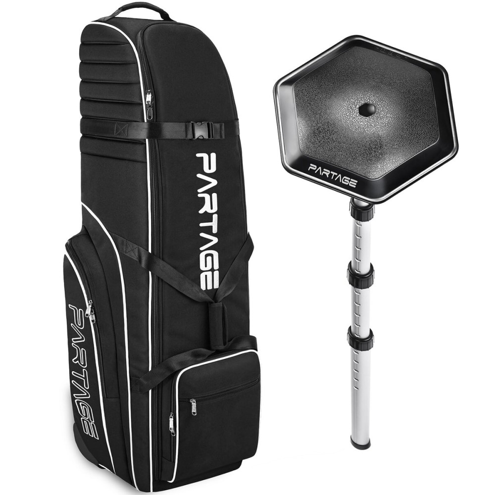 Partage Golf Travel Bag with Support System, Golf Travel Case for Airlines, 900D Heavy Duty Oxford -Black