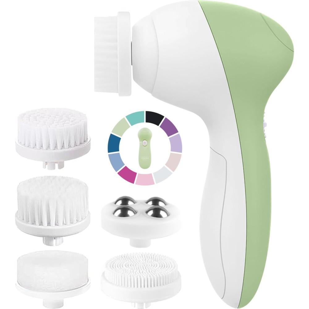 Facial Cleansing Brush Face Scrubber Exfoliating Cleaning Skin Care Cleanser Wash Women Girls Electric Beauty Powered Exfoliator Skincare Spin Tools Scrub Washer Self Care by VISOFO (Jade)