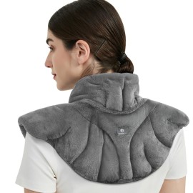 MEISENHOME Microwavable Heating Pad for Neck and Shoulders, Weighted Microwave Moist Neck Wrap for Pain Relief Sore Muscle Stress Tension, Heated Wrap with Aromatherapy, Hot & Cold Compress, Grey