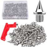 JULMELON 120PCS 1/4in Stainless Steel Track & Cross Country Spikes for Golf, Sprint Sports, Short Running Track Shoes - Includes Spike Wrench